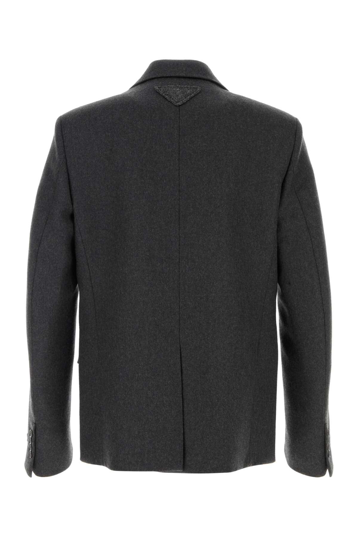 Shop Prada Grey Flannel Blazer In Ardesia