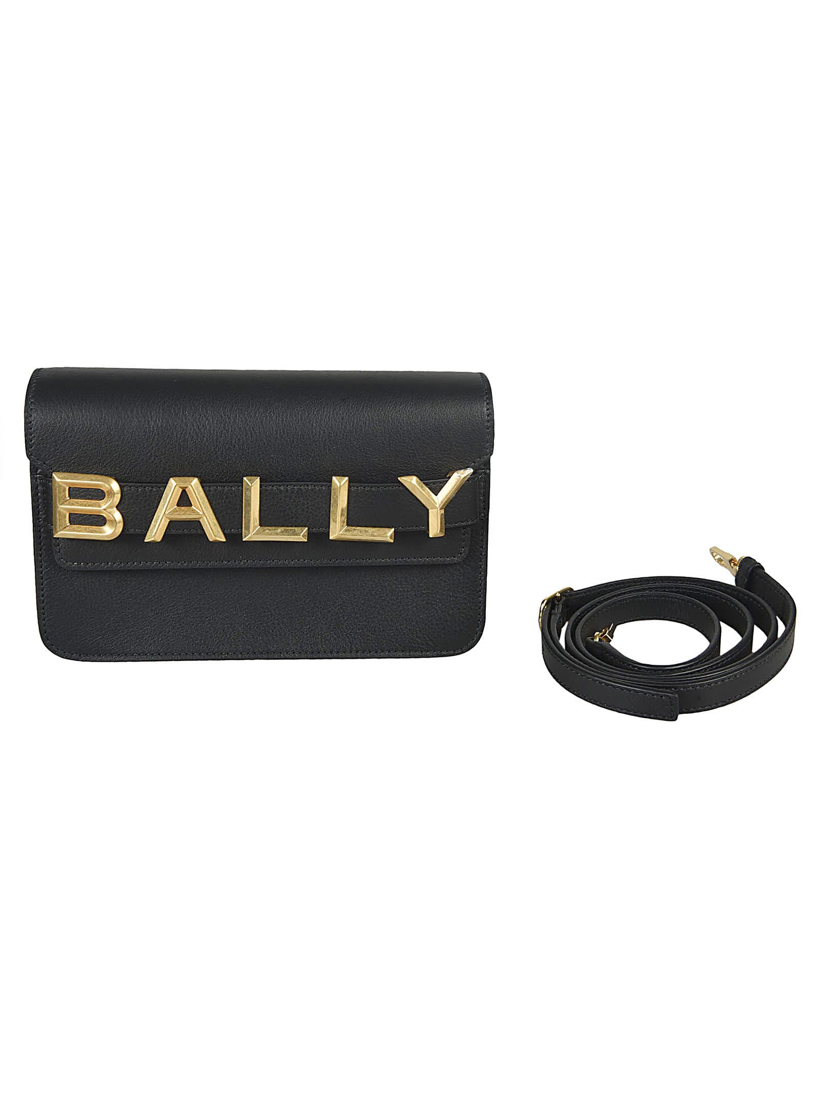Shop Bally Logo Crossbody Bag In Black/gold