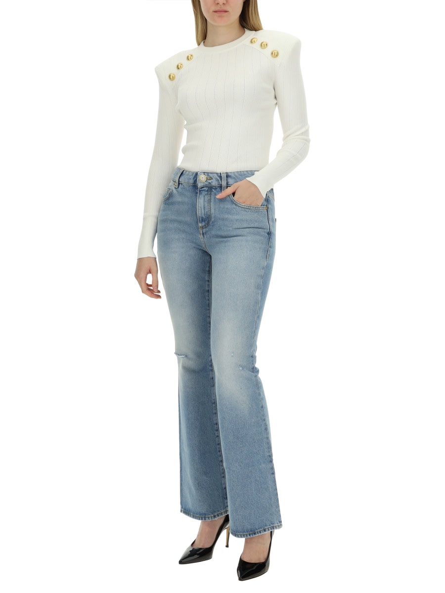 Shop Balmain Flare Fit Jeans In Blue