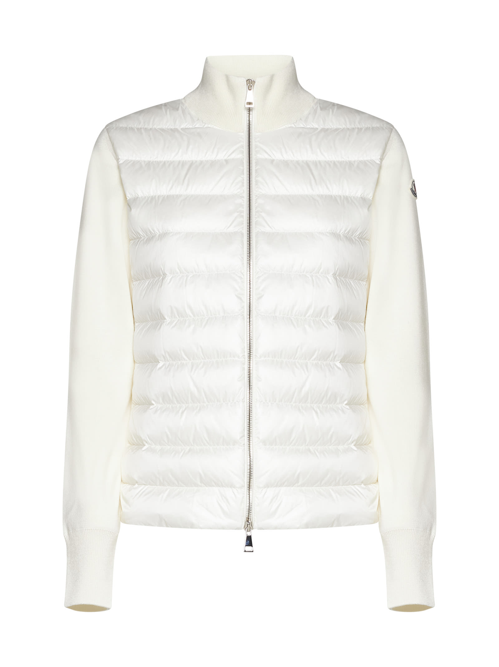 Moncler Hybrid Padded Cardigan In Bianco