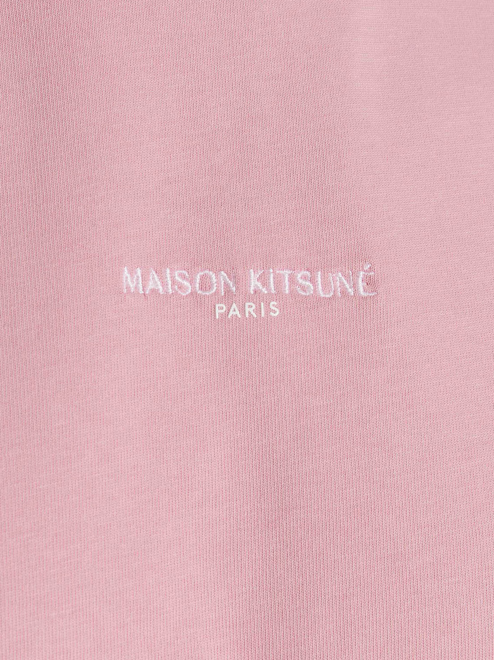 Shop Maison Kitsuné Logo Embroidery T-shirt In Dusty Rose