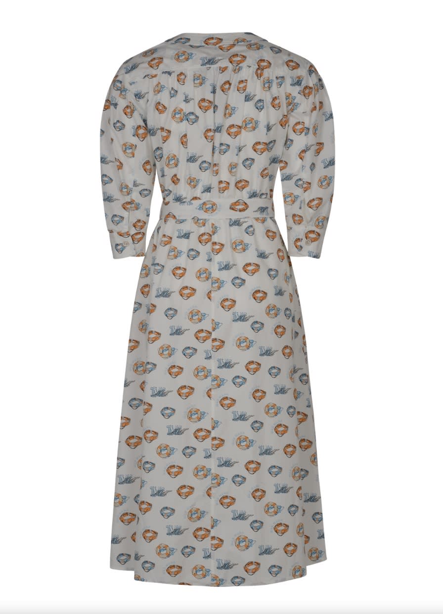 Shop Max Mara All-over Patterned Long-sleeved Dress In Pergamena Pesca