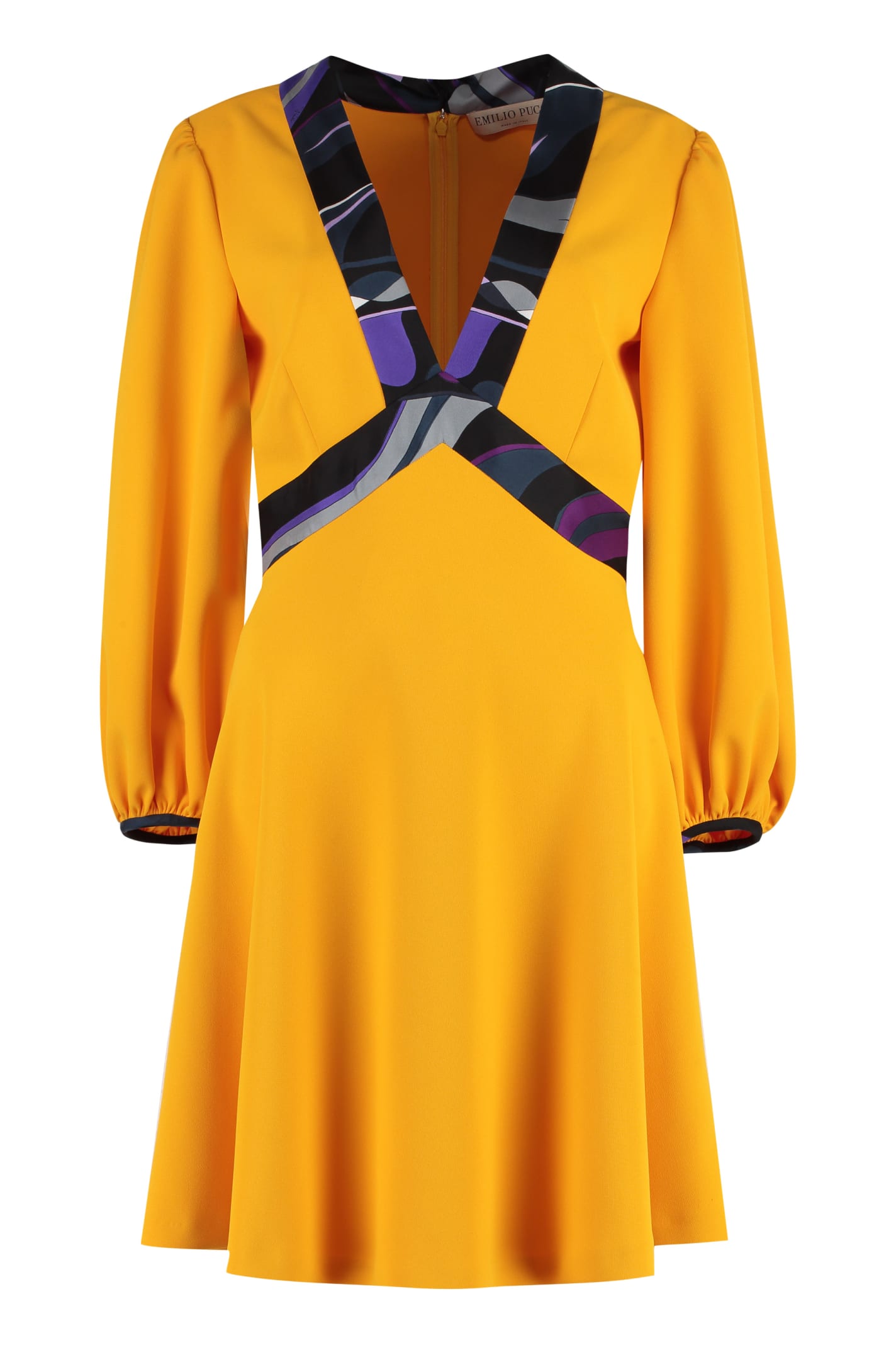 Emilio Pucci Mini Dress With Flame Inserts In Yellow