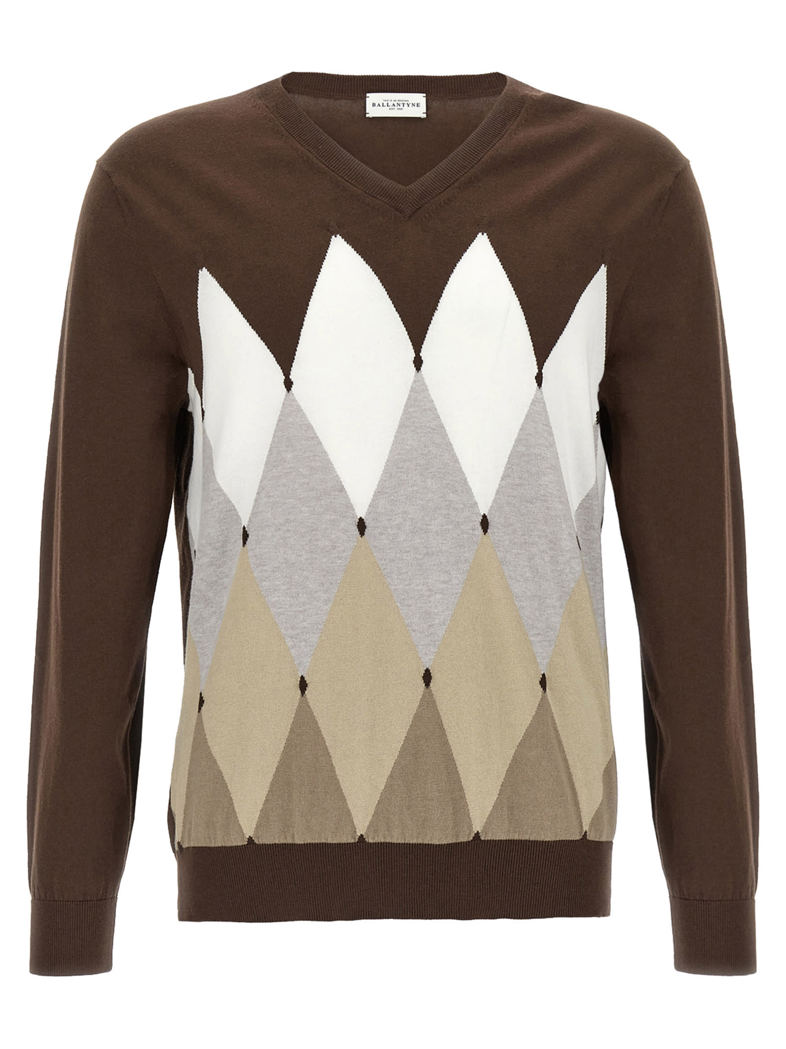 Ballantyne Argyle Sweater In Brown