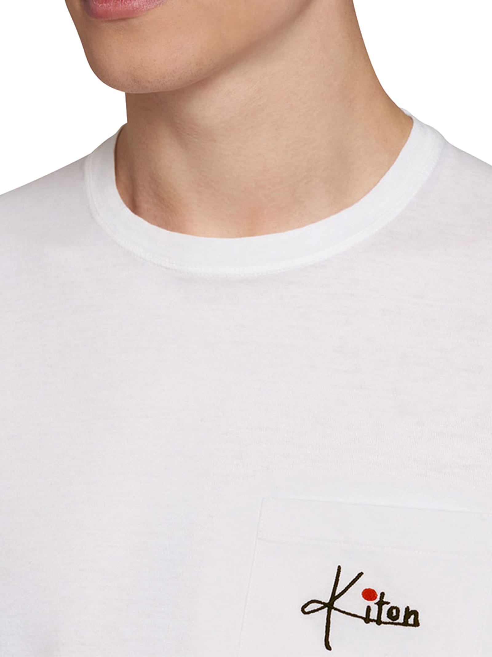 Shop Kiton Jersey T-shirt S/s Cotton In White