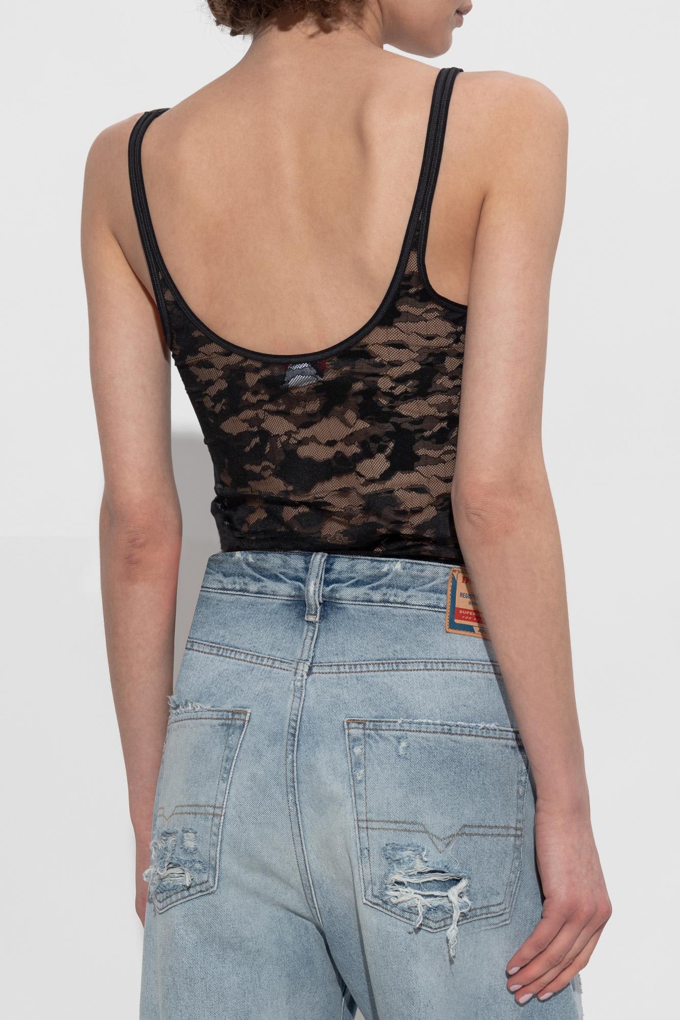Diesel Kirsten Lace-patterned Camisole Top In Black