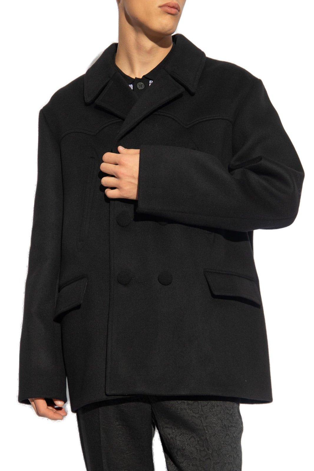 Balmain Double Breasted Short Coat In 0panoir