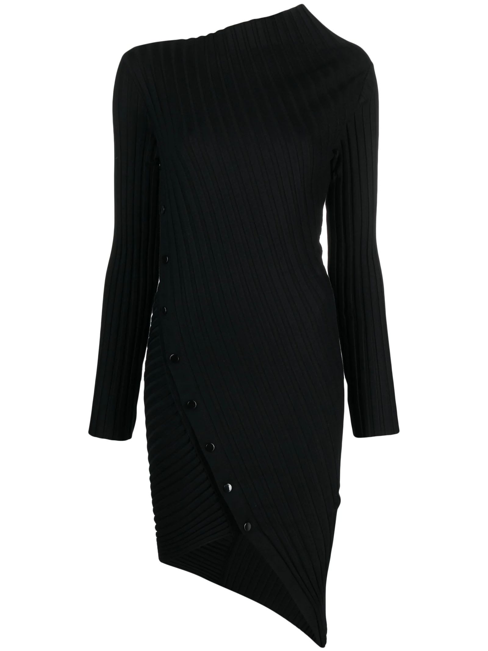 Shop Philosophy Di Lorenzo Serafini Black Asymmetric Ribbed-knit Dress