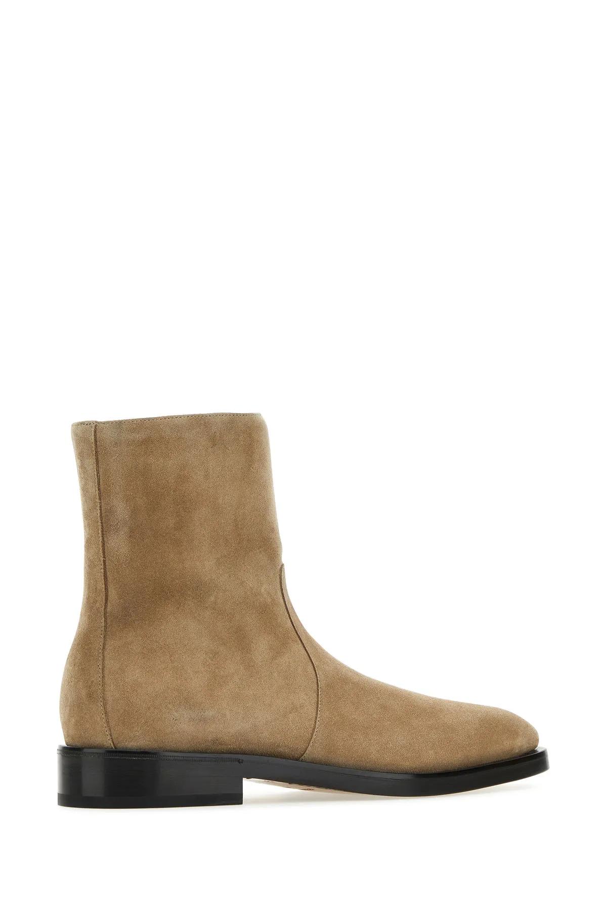 Shop Ferragamo Cappuccino Suede Gerald Ankle Boots In Beige