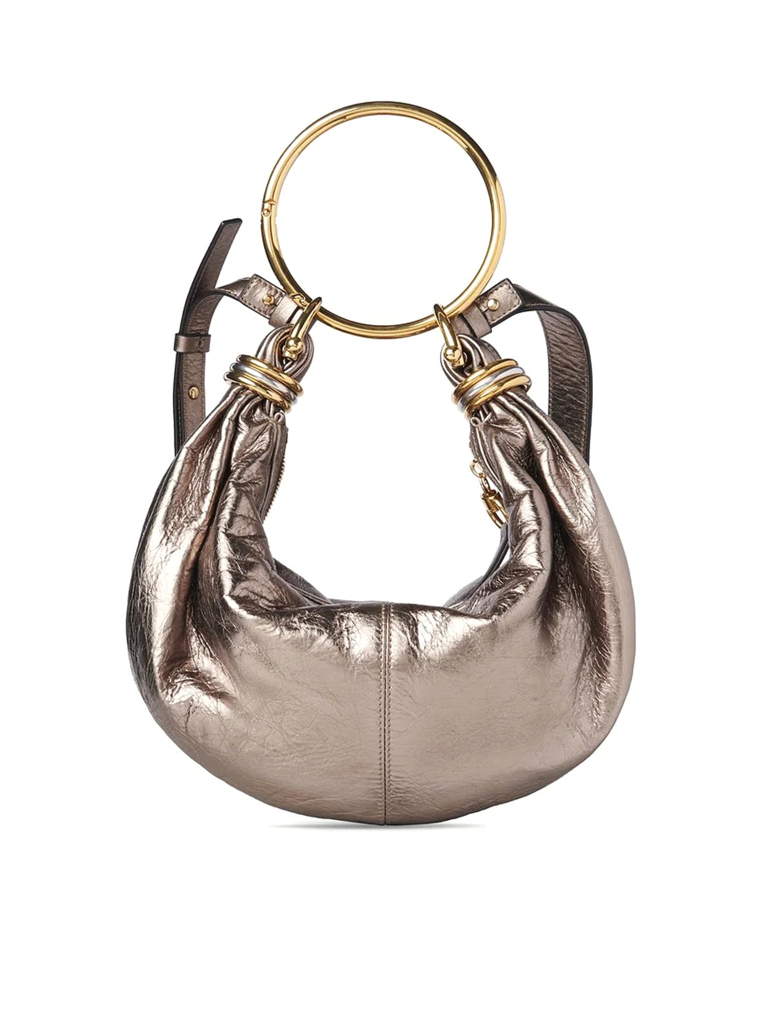 Chloé Bracelet Hobo Bag Small In Metallic Leather