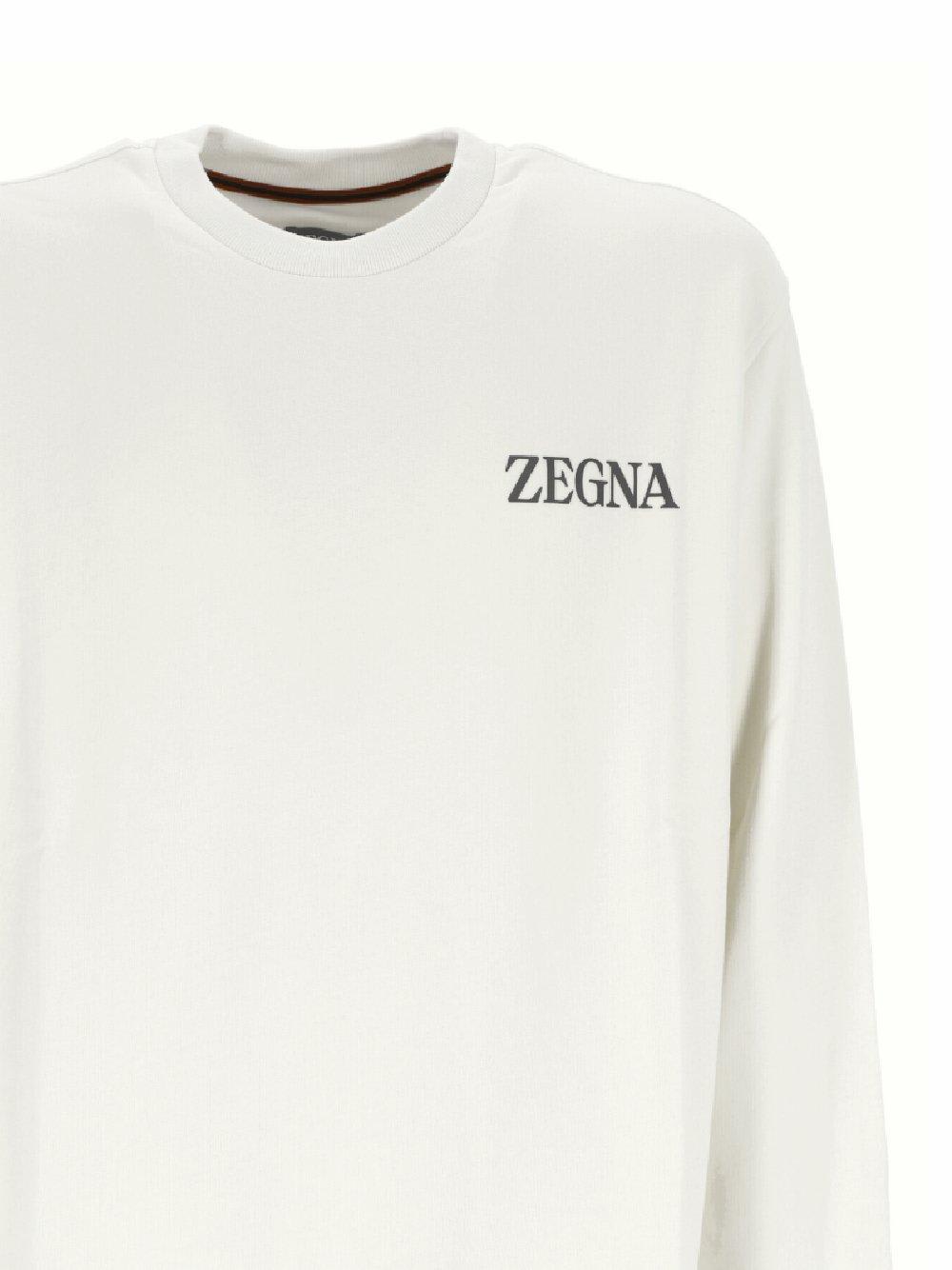 Shop Zegna Logo Prrinted Crewneck Sweatshirt