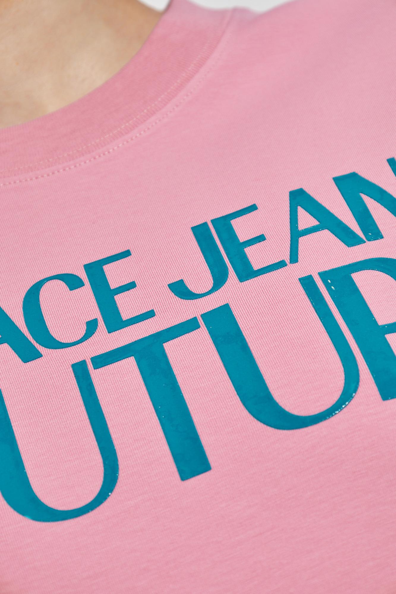 Versace Jeans Couture Dress With Printed Logo In Pink