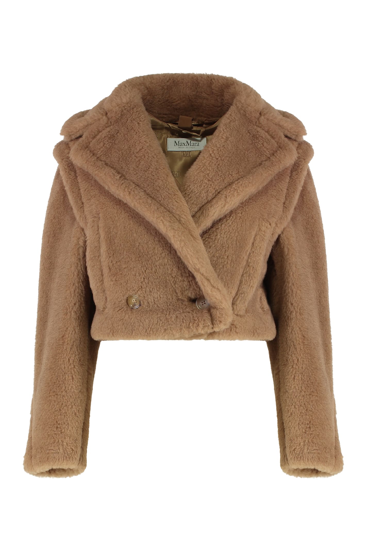 Max Mara Gilet Crop 2-in-1 In Teddy Fabric In Brown