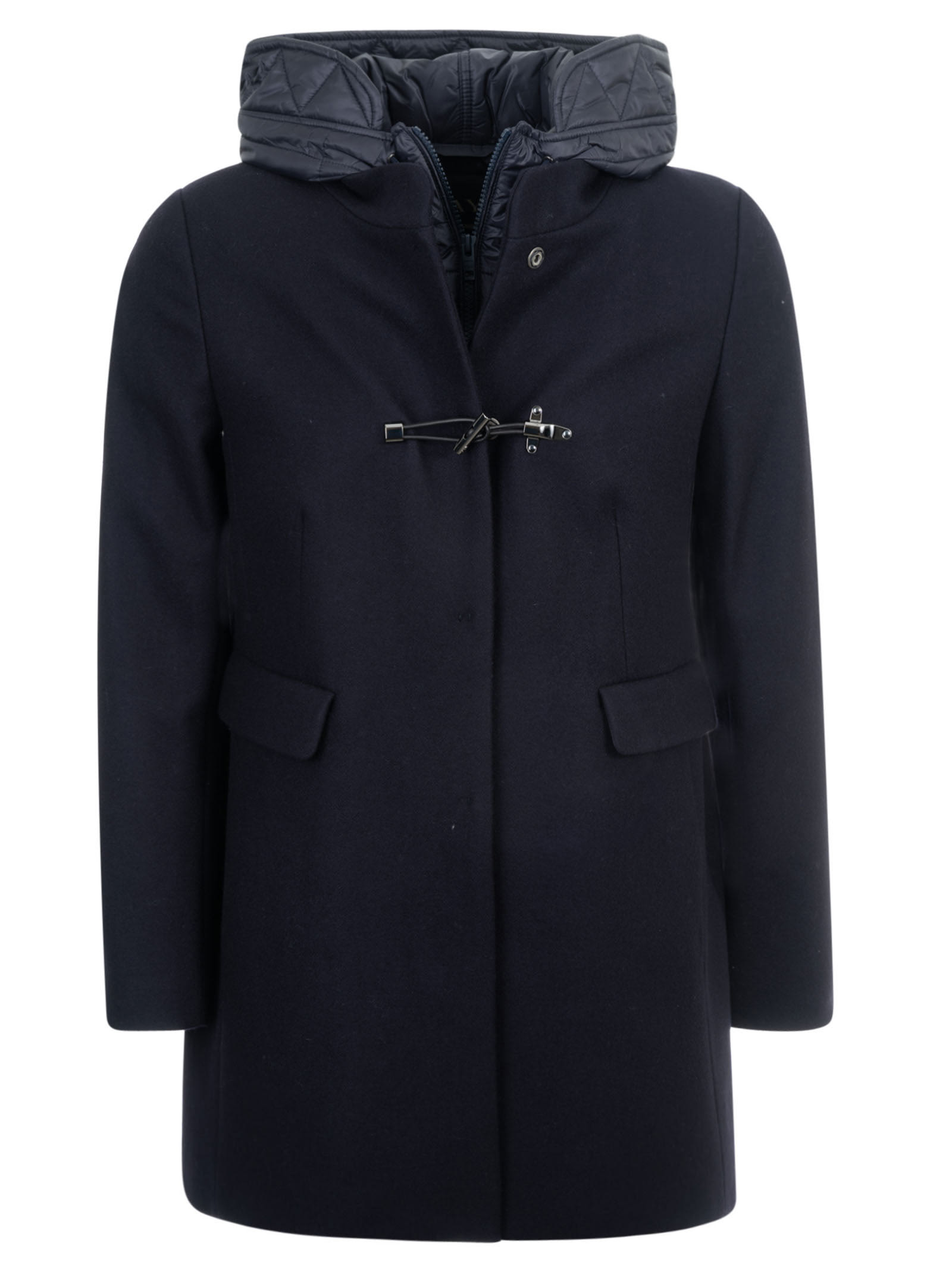 FAY TOGGLE CLOSURE HOODED LAYERED COAT 