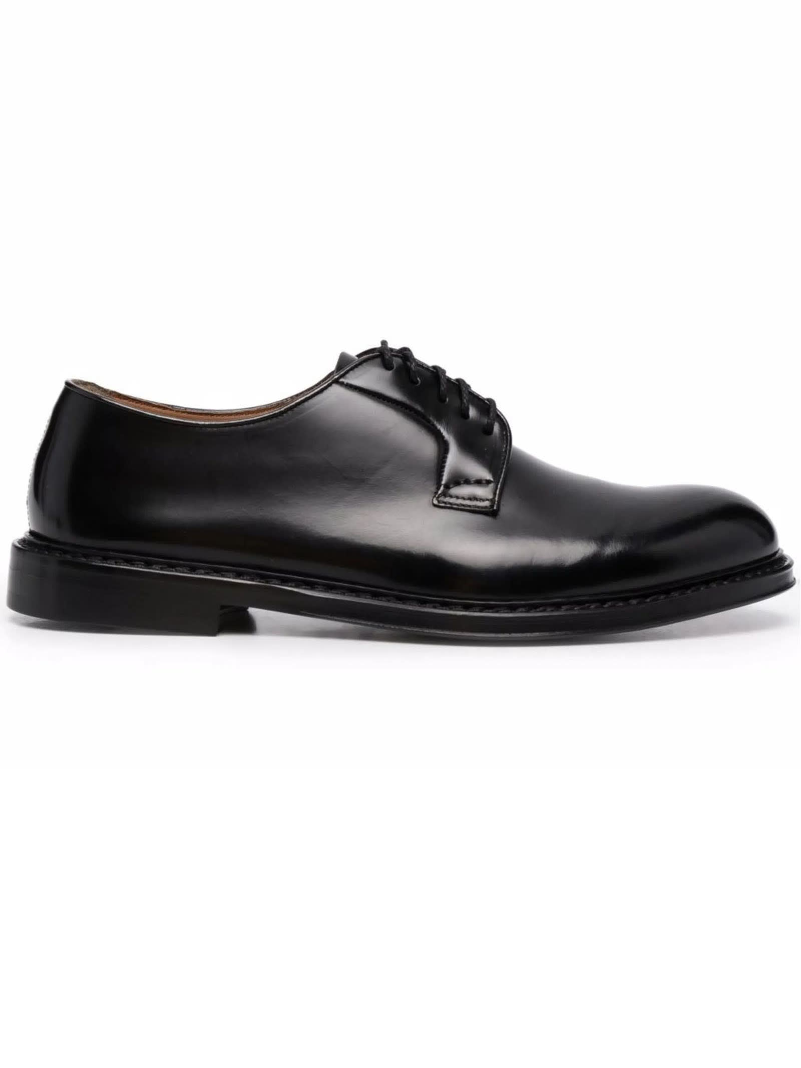 Doucal’s Black Leather Derby Shoes