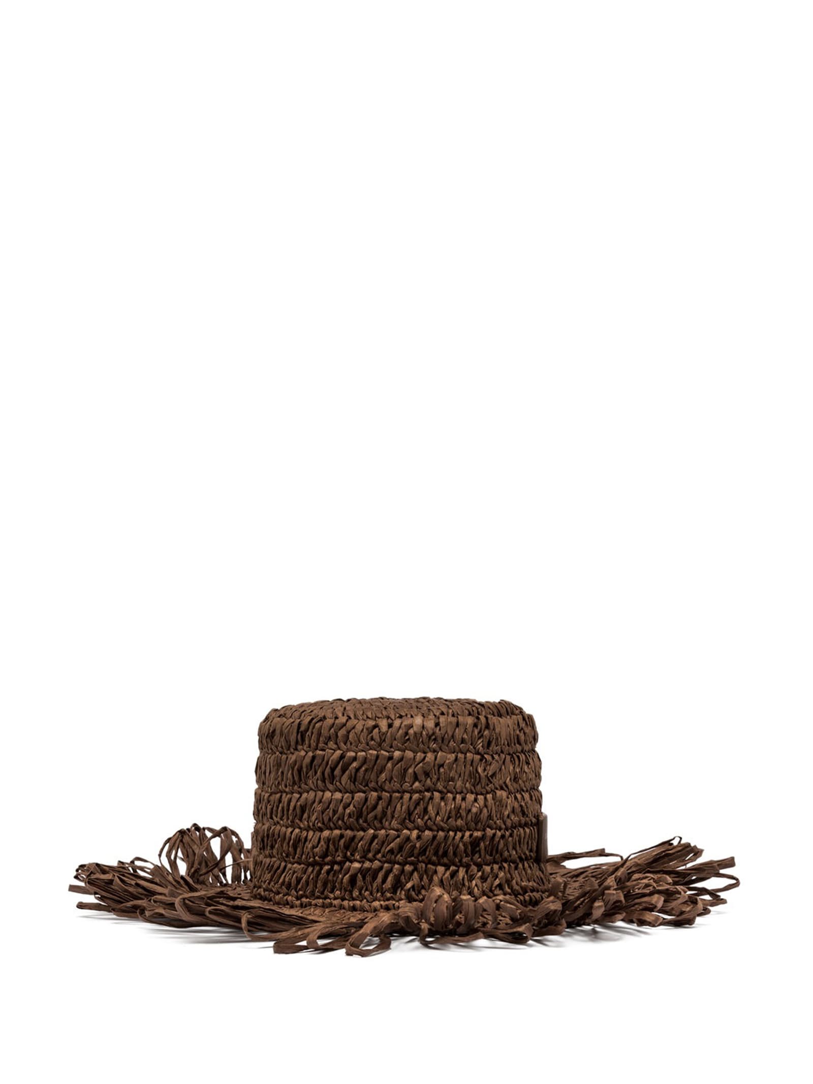Shop Gianni Chiarini Marcella Hat Crocheted With Straw Effect In Caffe