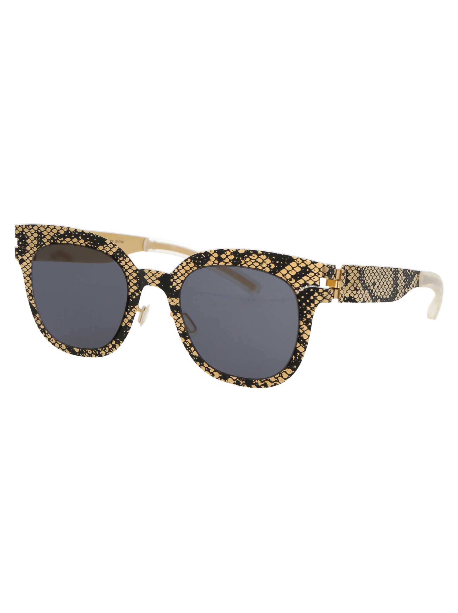 Shop Mykita Mmtransfer002 Sunglasses In 239 Gold Black Python Dark Grey Solid