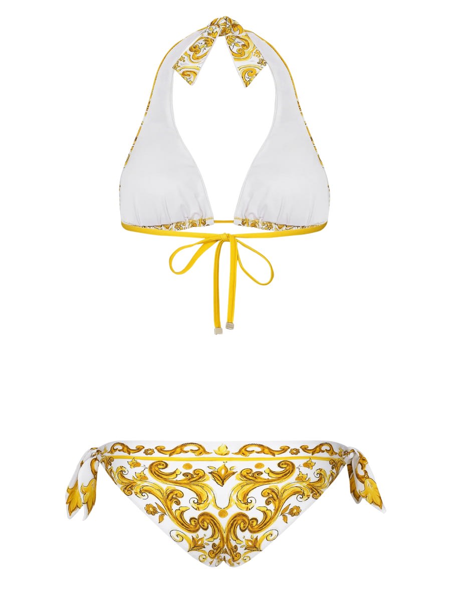 Shop Dolce & Gabbana Bikini Costume In Giallo/fantasia