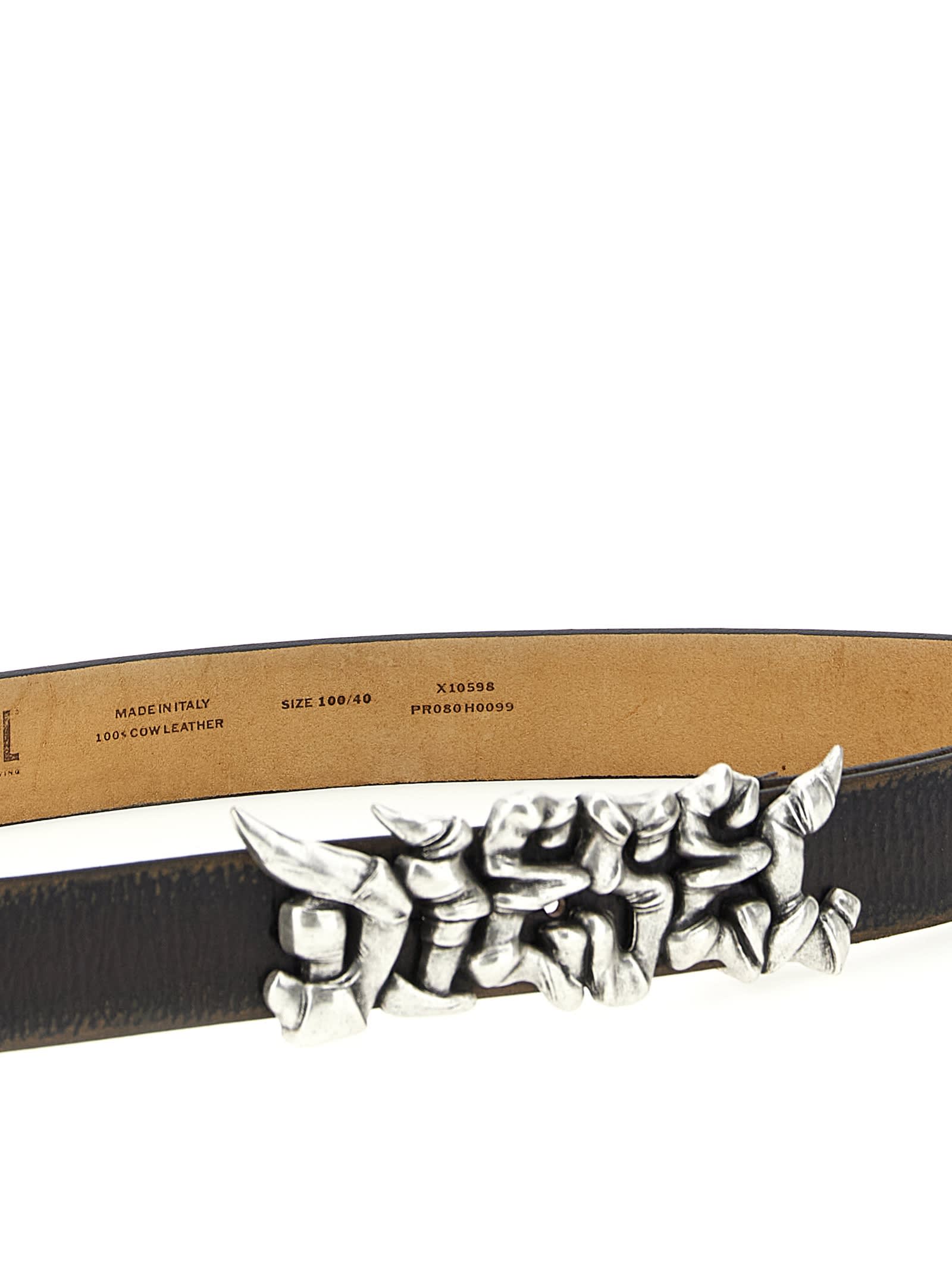 Diesel Adjustable Belt Metallic Buckle In Brown