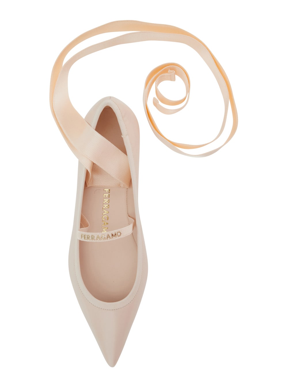 Ferragamo 'carice' Pink Ballerinas With Tie-ankle Laces In Leather Woman In Pink