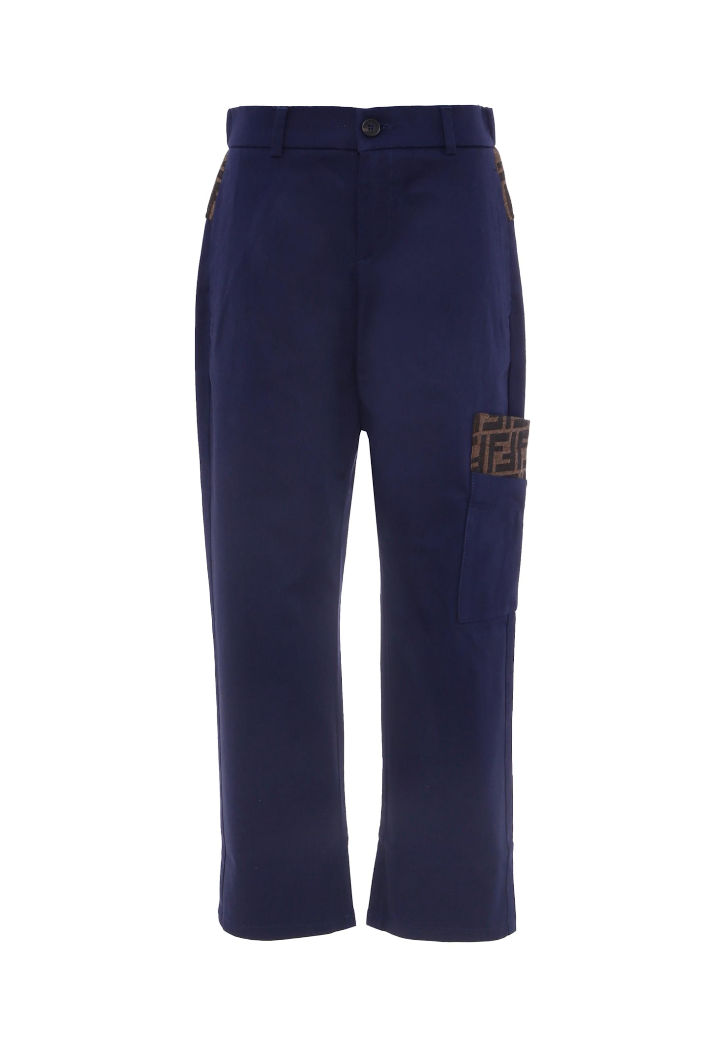 Fendi Blue Pants With Ff Details For Boy In Blue