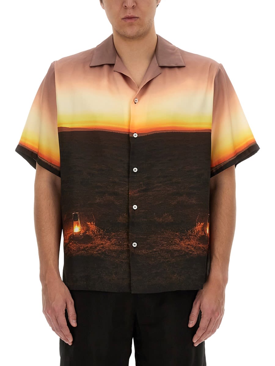 Shop Msgm Shirt Sunset In Multicolour