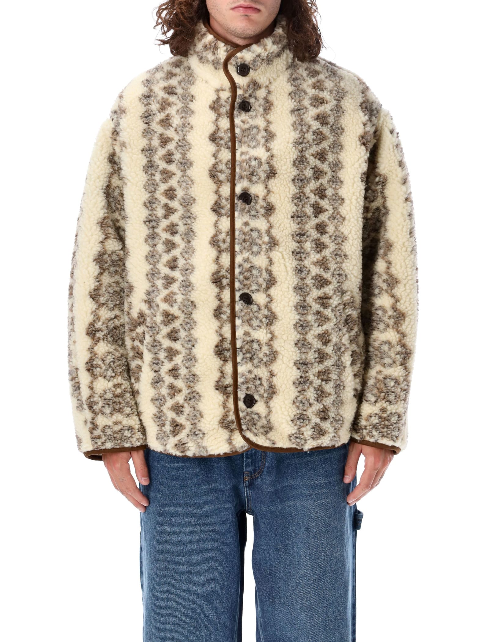 Shop Isabel Marant Madeo Teddy Jacket In Ecru Brown