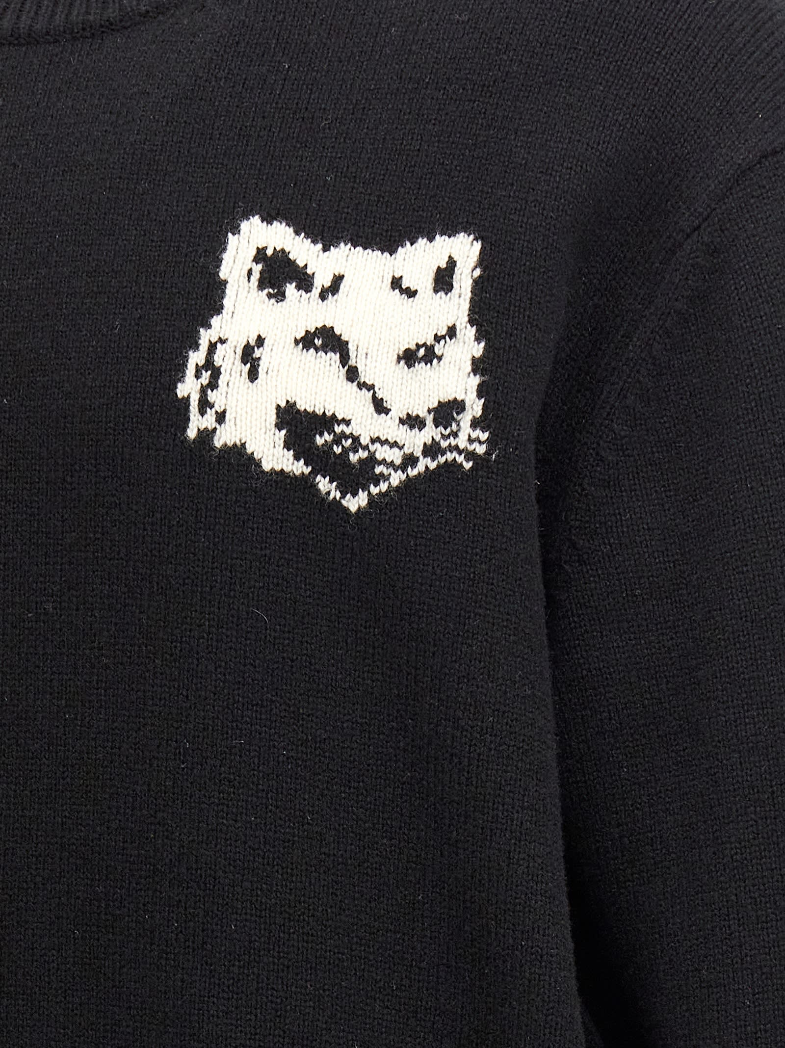 Shop Maison Kitsuné Fox Head Sweater In Black