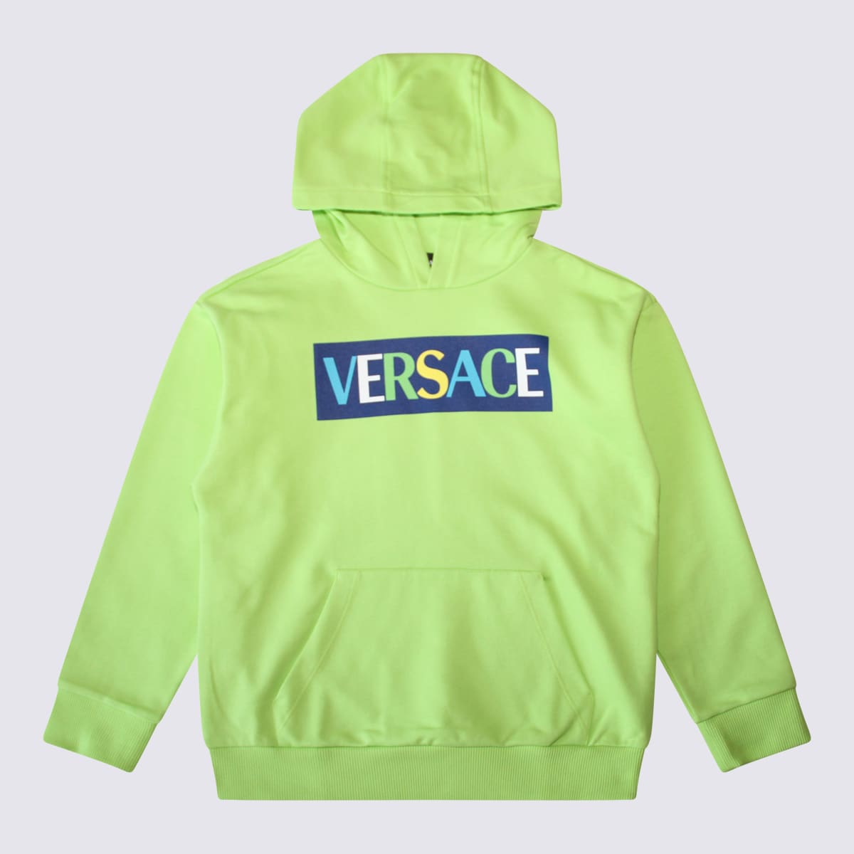 Shop Young Versace Acid Lime Cotton Sweatshirt In Acid Multicolor