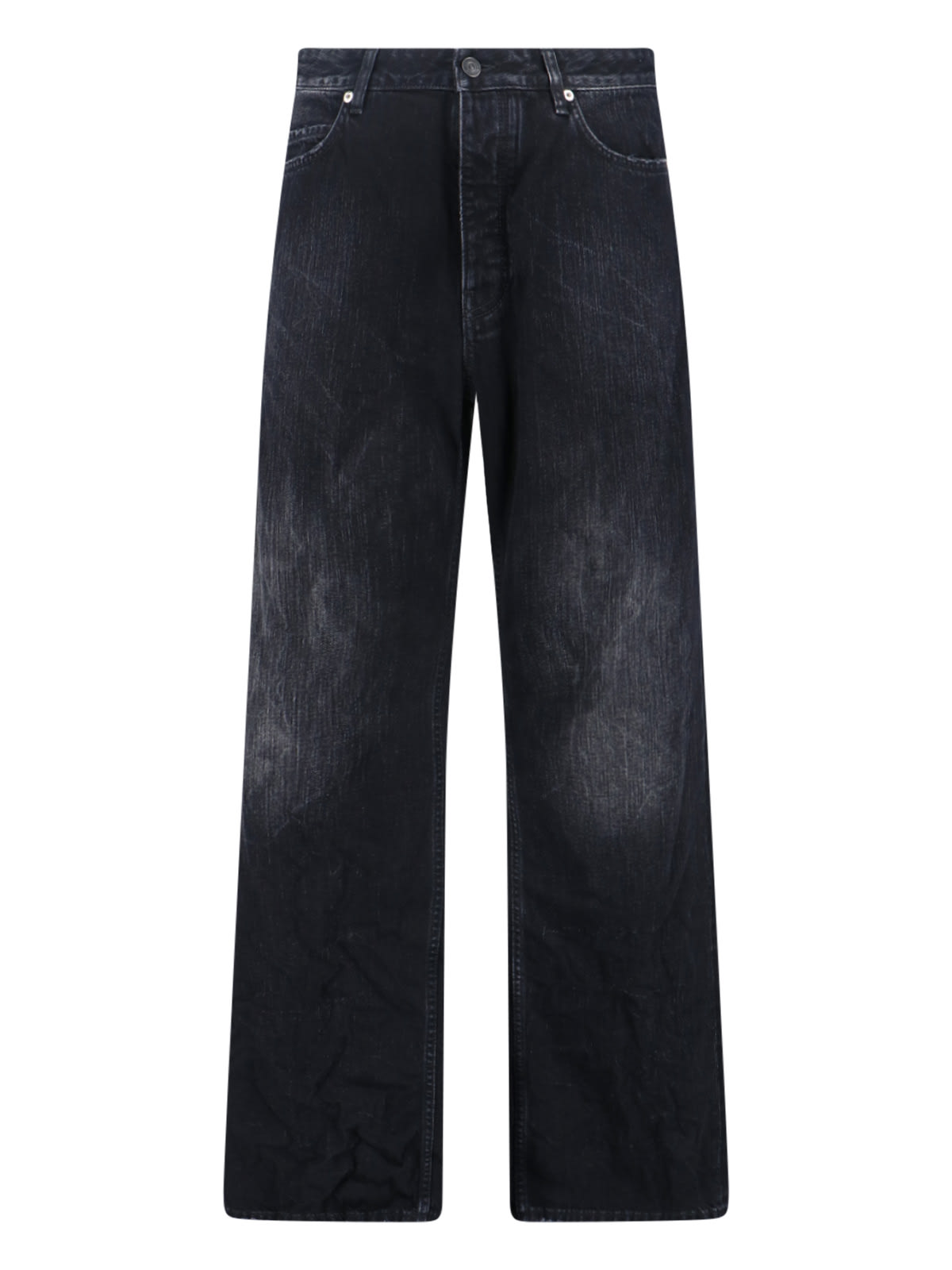 Balenciaga Men Distressed Jeans In Black