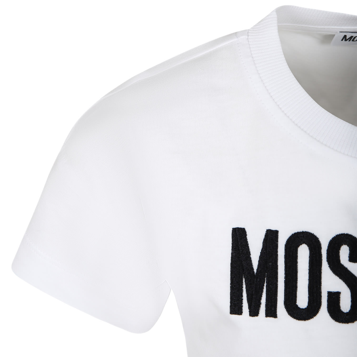Shop Moschino White Dress For Girl With Logo And Heart
