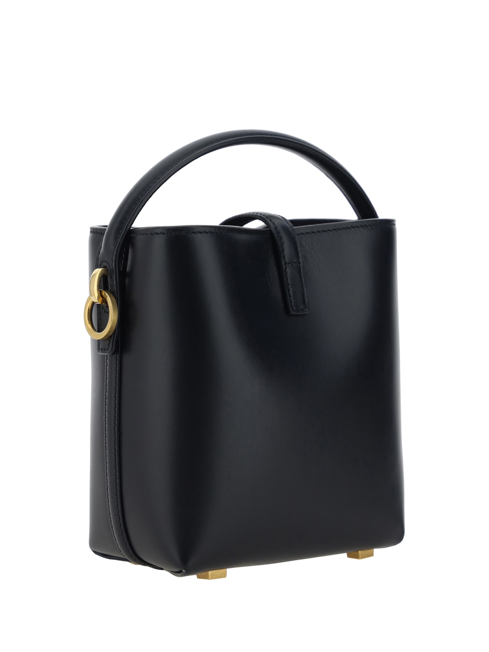 Saint Laurent Le 37 Mini Ysl Bucket Bag In Smooth Leather In Black
