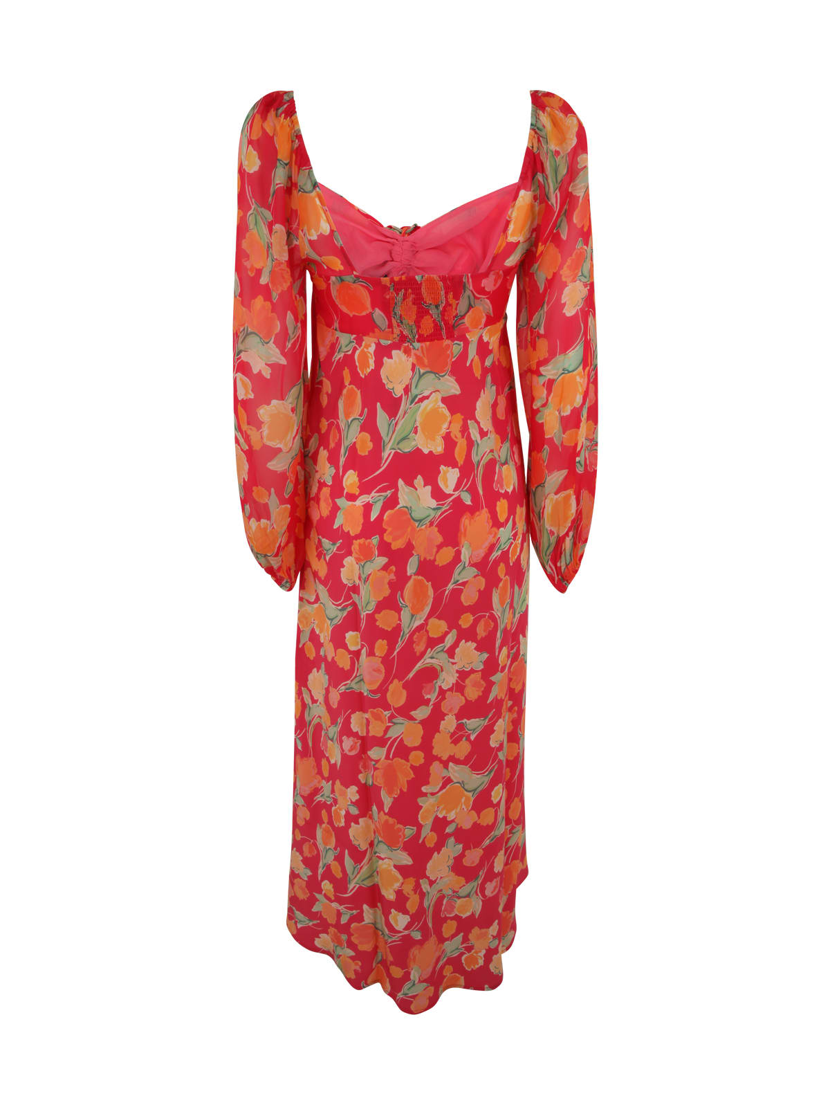 Shop Rixo London Jeanie Long Dress In Fontainhas Floral Coral