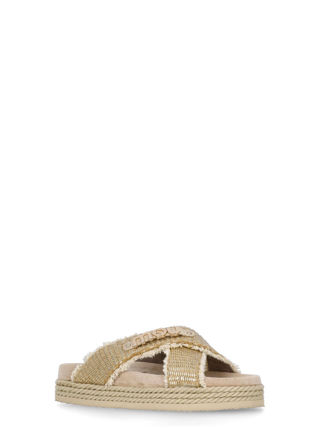 Mou Gold Criss-cross Rafia Sandals