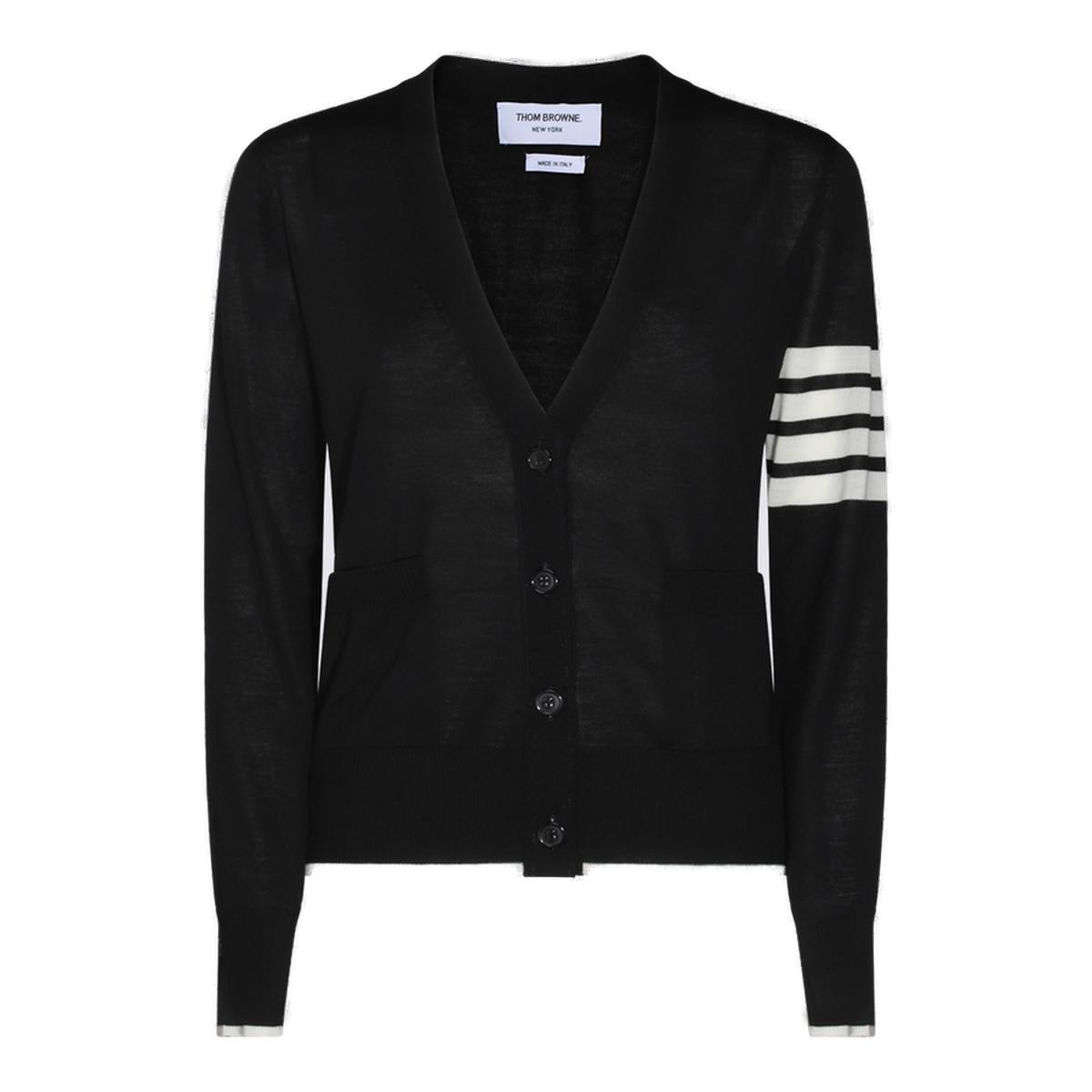Shop Thom Browne 4-bar Button-up Cardigan In Black