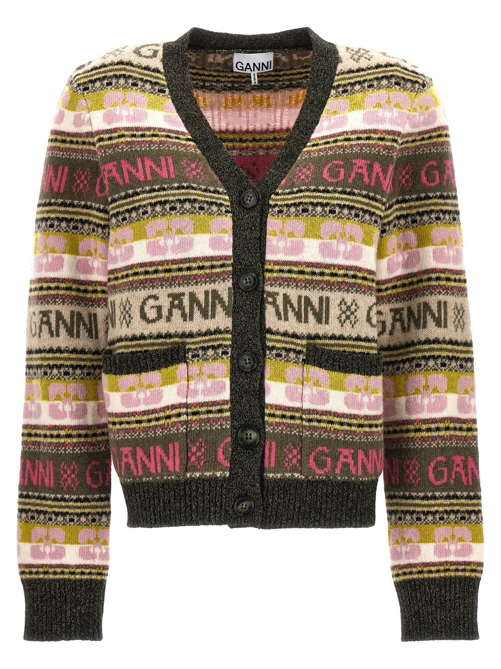 GANNI LOGO CARDIGAN