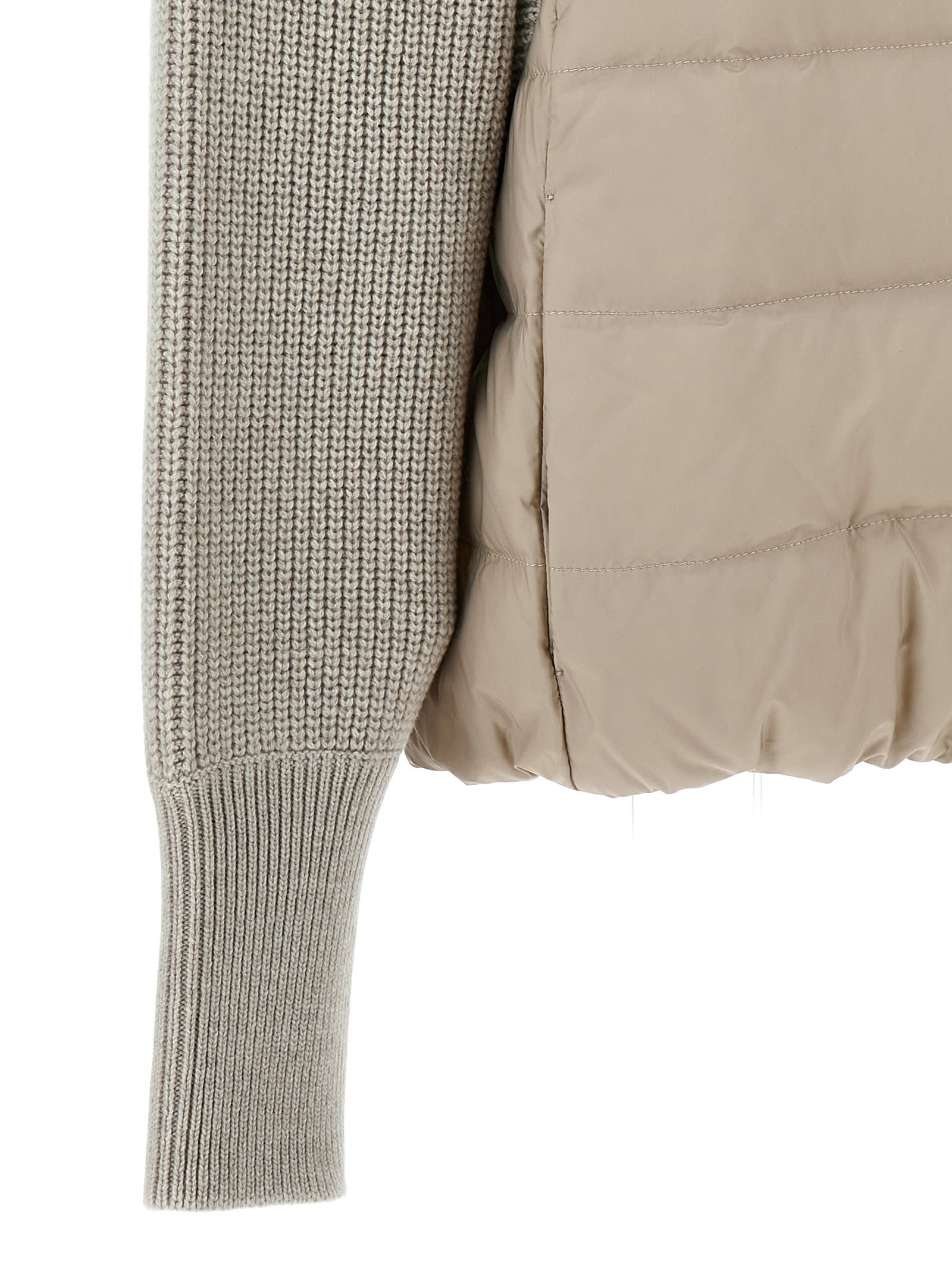 Shop Brunello Cucinelli Hooded Down Jacket With Solomeo Inserts In Beige