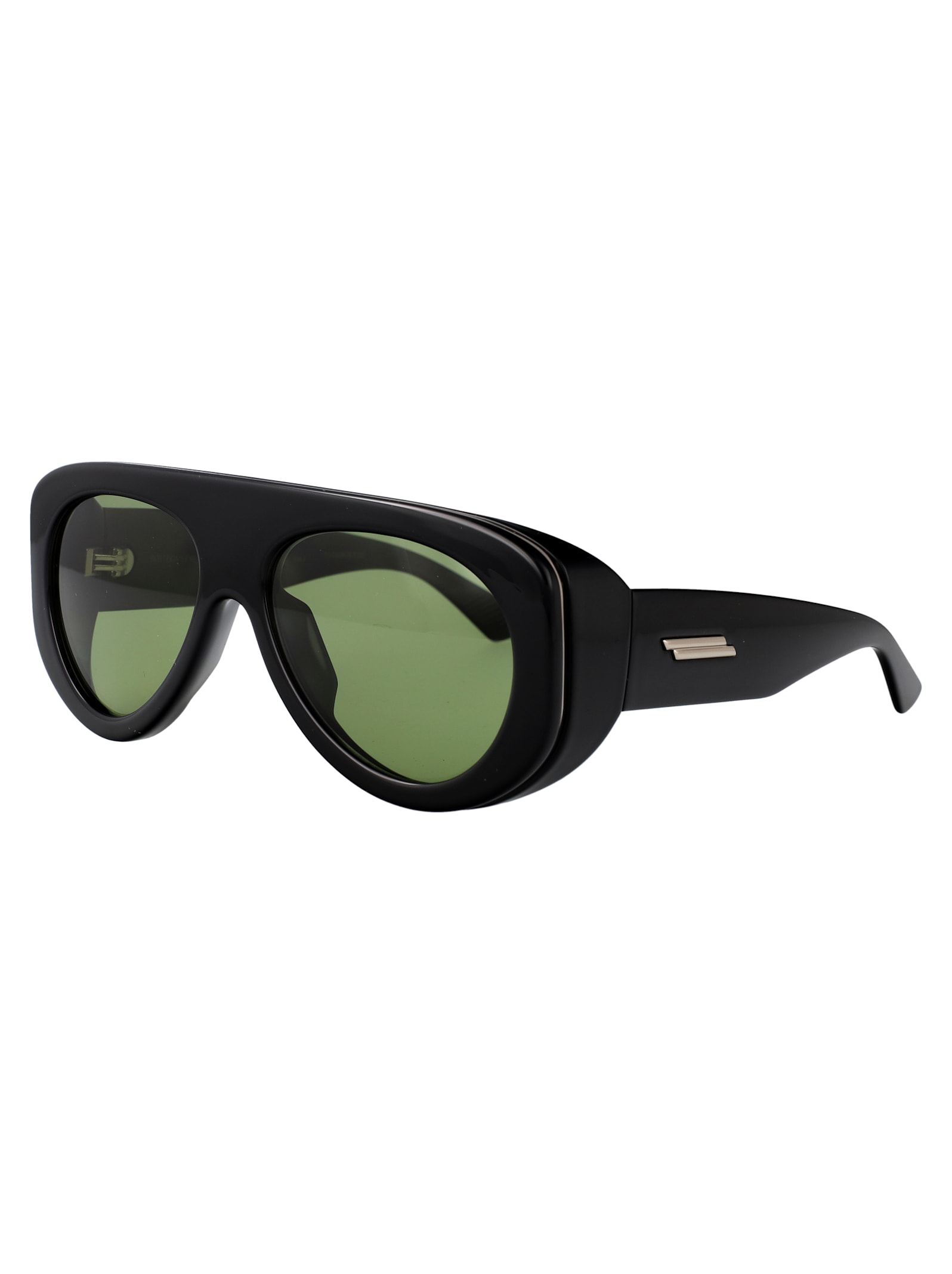 Bottega Veneta Bv1362s Linea Ribbon Bv1362s 006 Black Green Sunglasses In Black-black-green