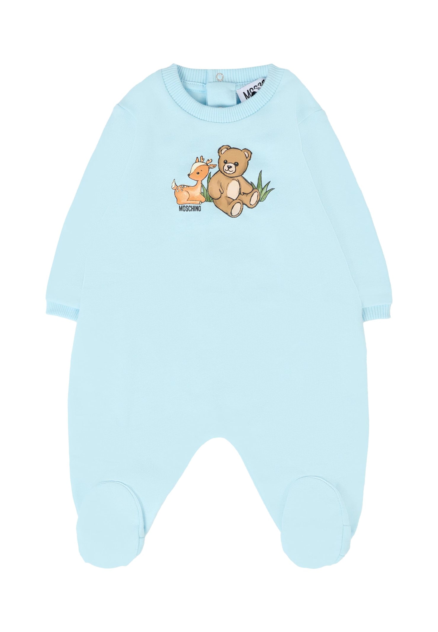 Moschino White Babygrow Set For Baby Boy With Teddy Bear In Multi