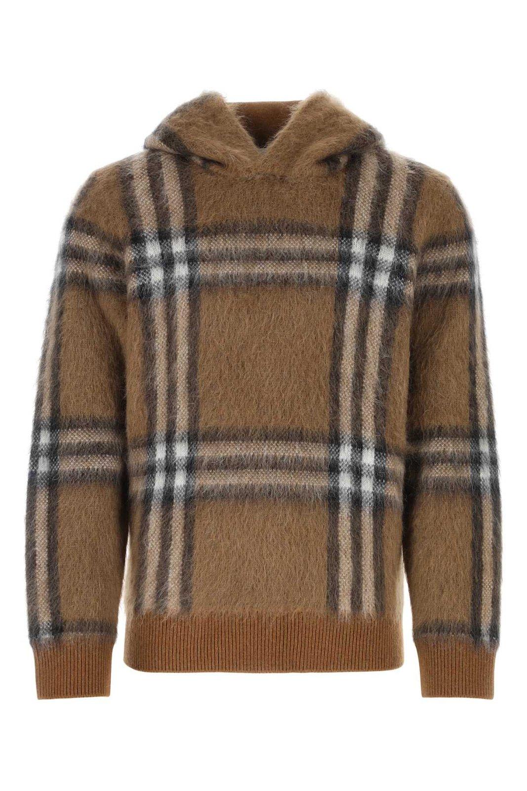 BURBERRY CHECKED LONG-SLEEVED HOODIE