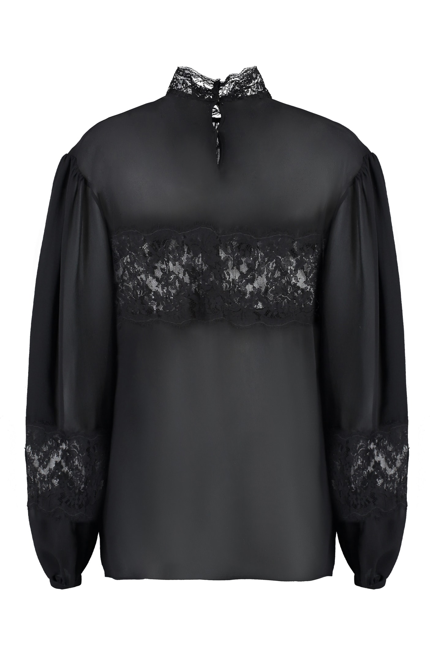 Shop Dolce & Gabbana Lace And Georgette Blouse In Black