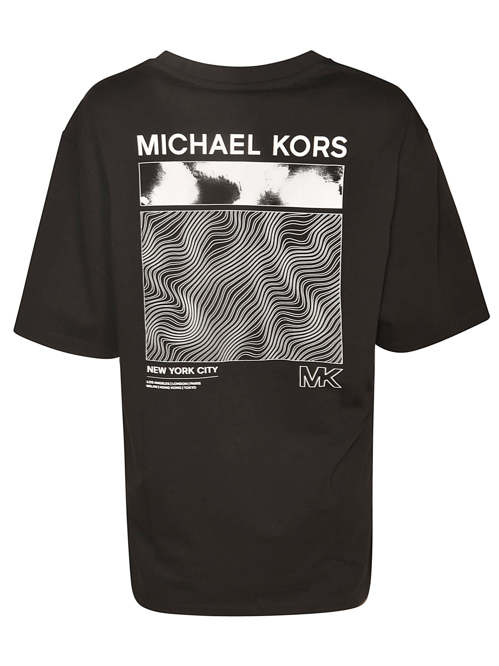 Shop Michael Kors Logo Round Neck T-shirt In Black