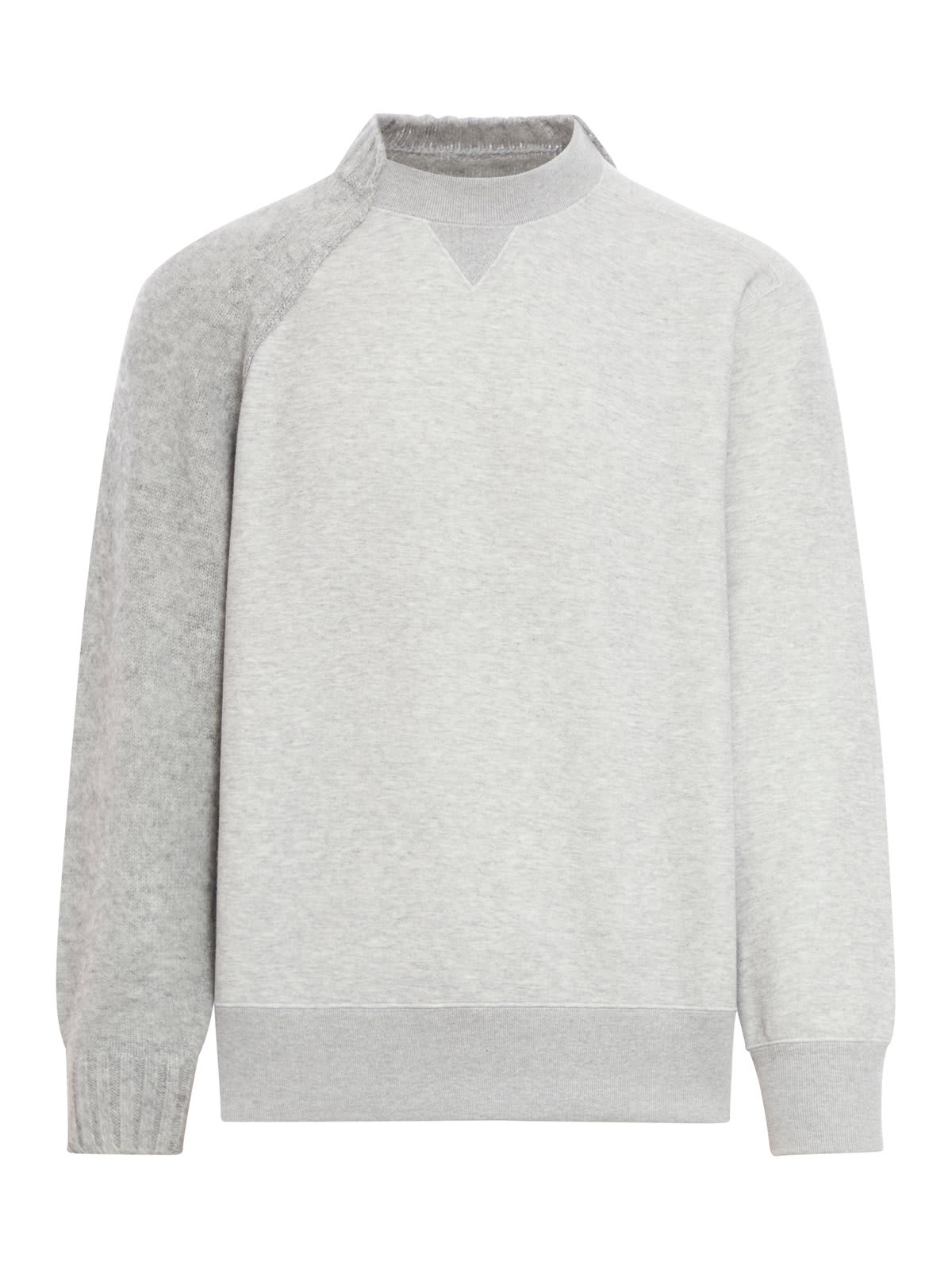 Shop Sacai Panelled Crewneck Sweatshirt In Grey