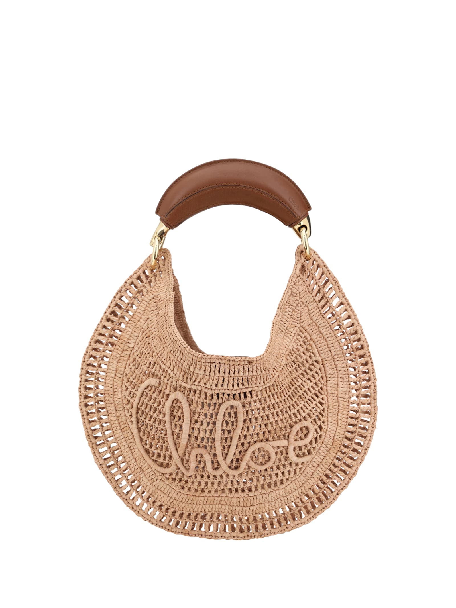 Chloé Summer Banana Top-handle Bag In Crochet Fabric