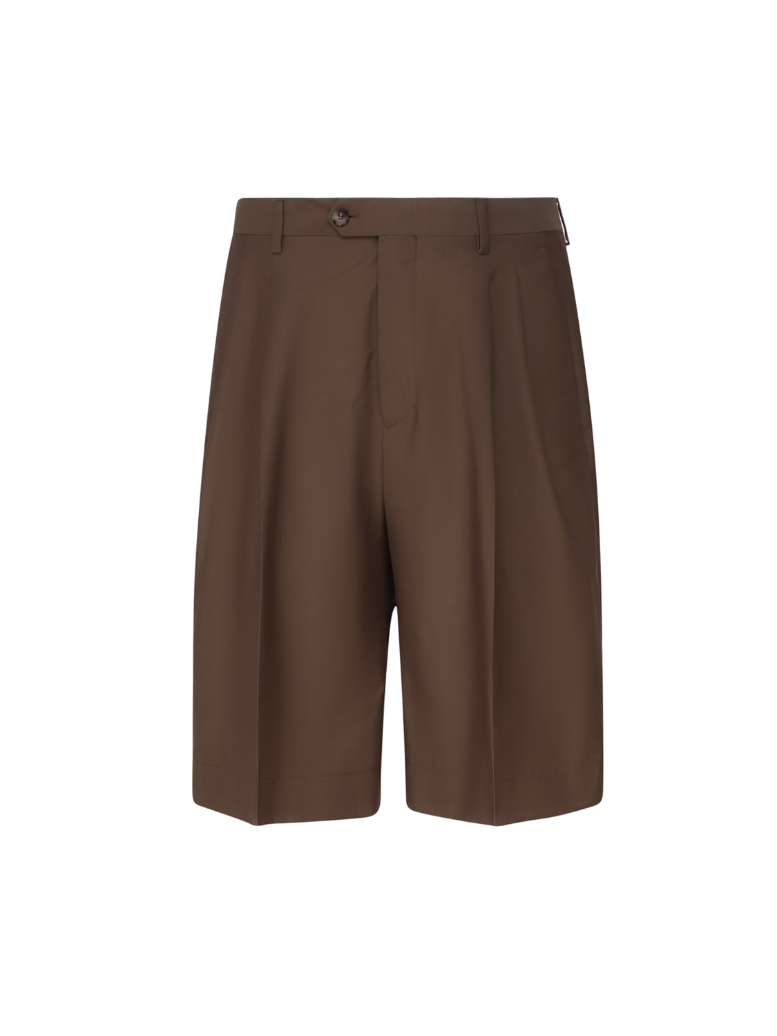 Shop Lardini Bermuda Shorts With Pleats In Brown