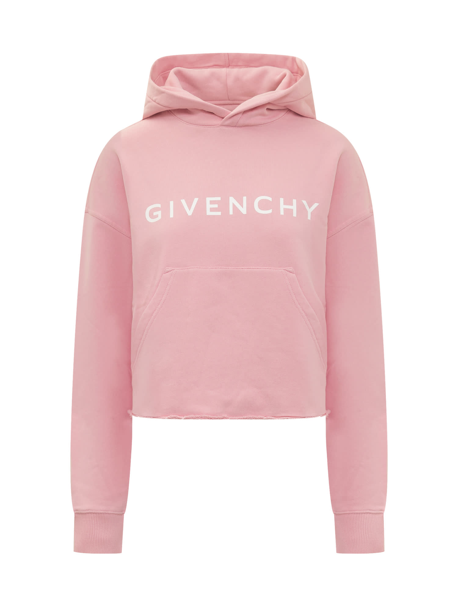 Shop Givenchy Archetype Short Sweatshirt In Gauzed Fabric In Flamingo