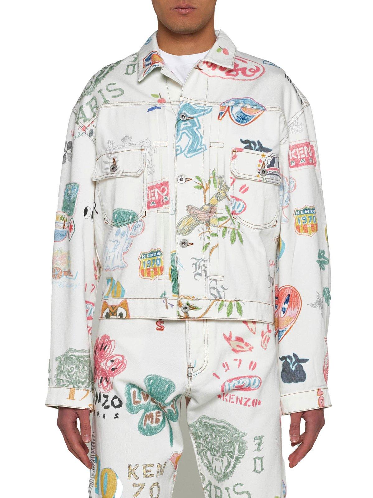 Shop Kenzo Graphic Printed Jacket In Multicolor