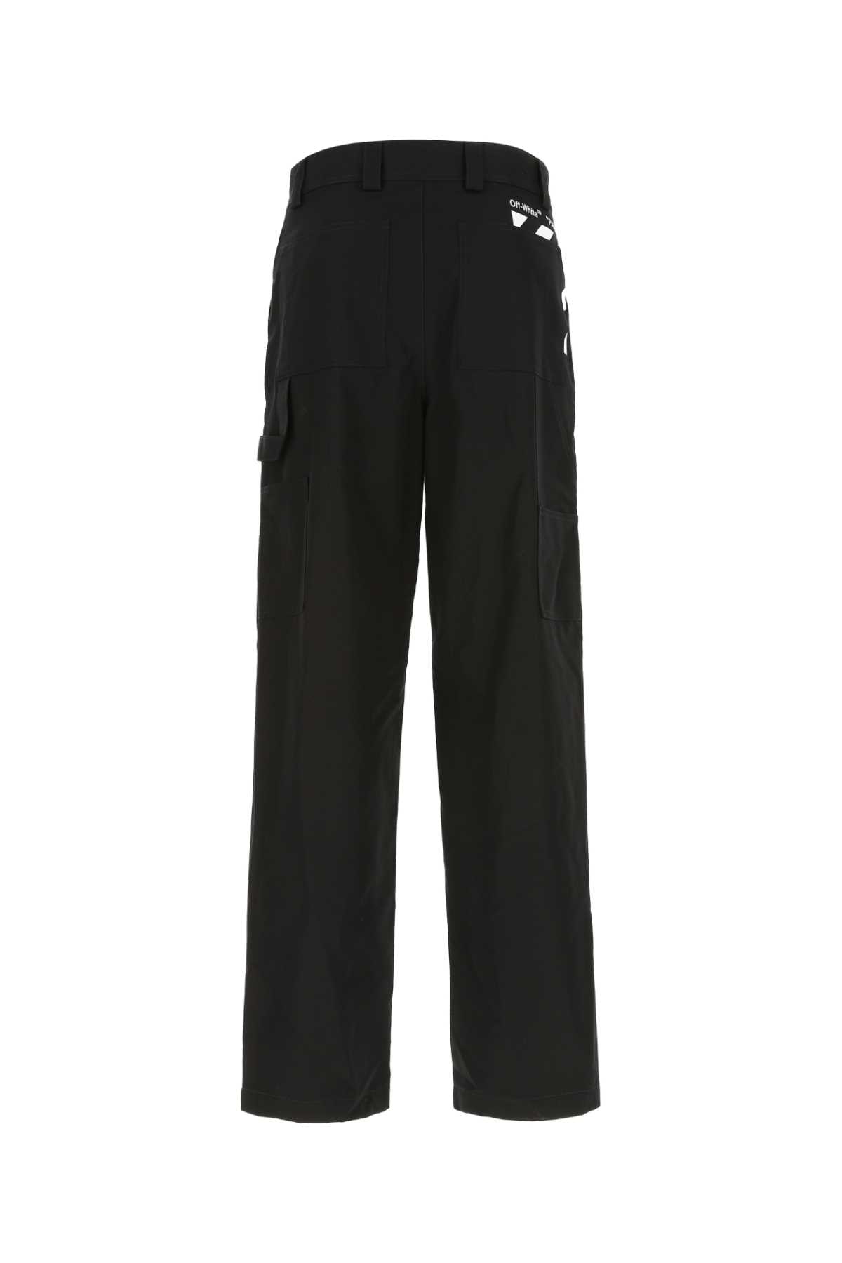Off-white Black Cotton Wide-leg Pant In 1001