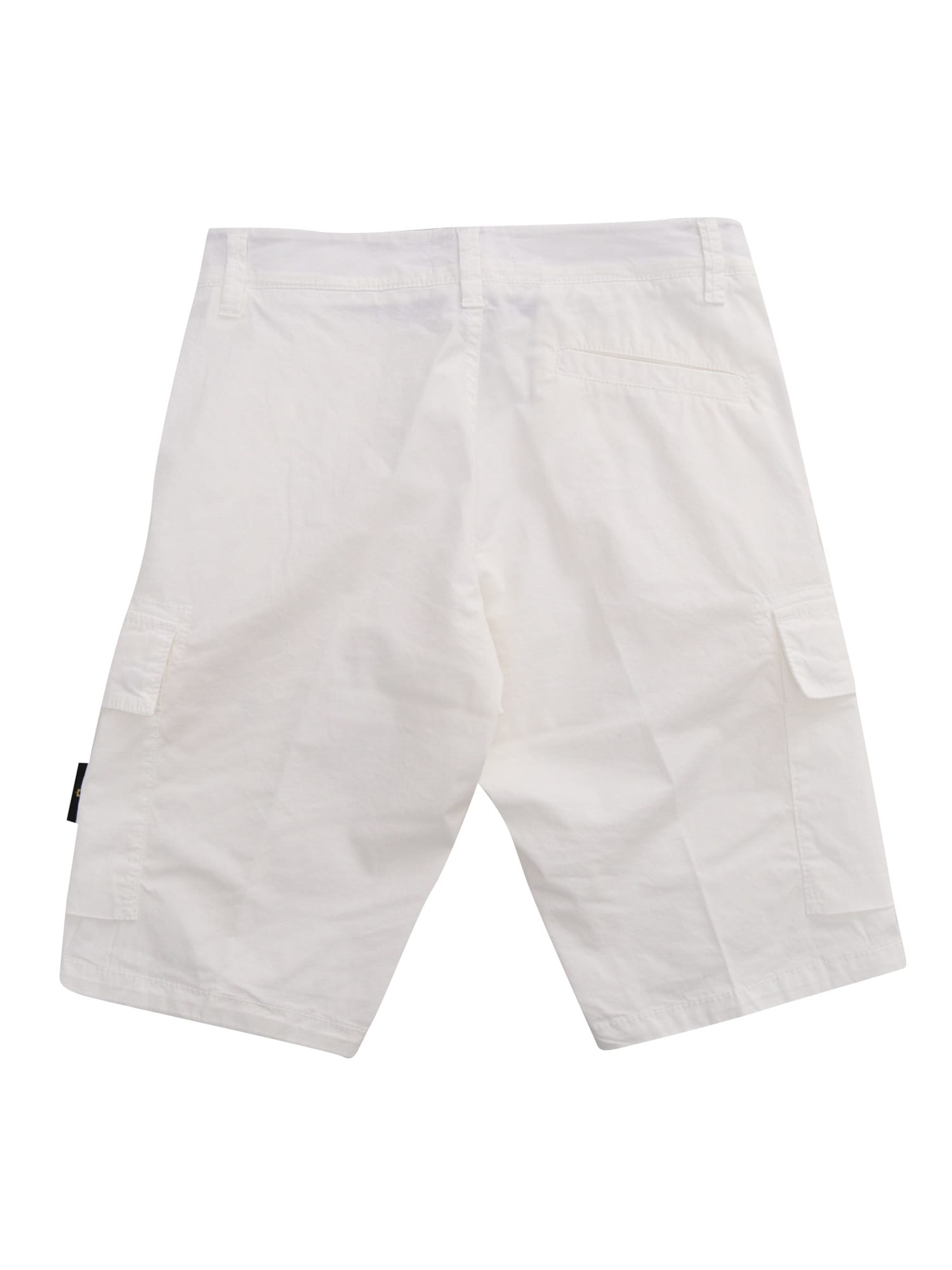 Shop Stone Island Junior White Bermuda Shorts