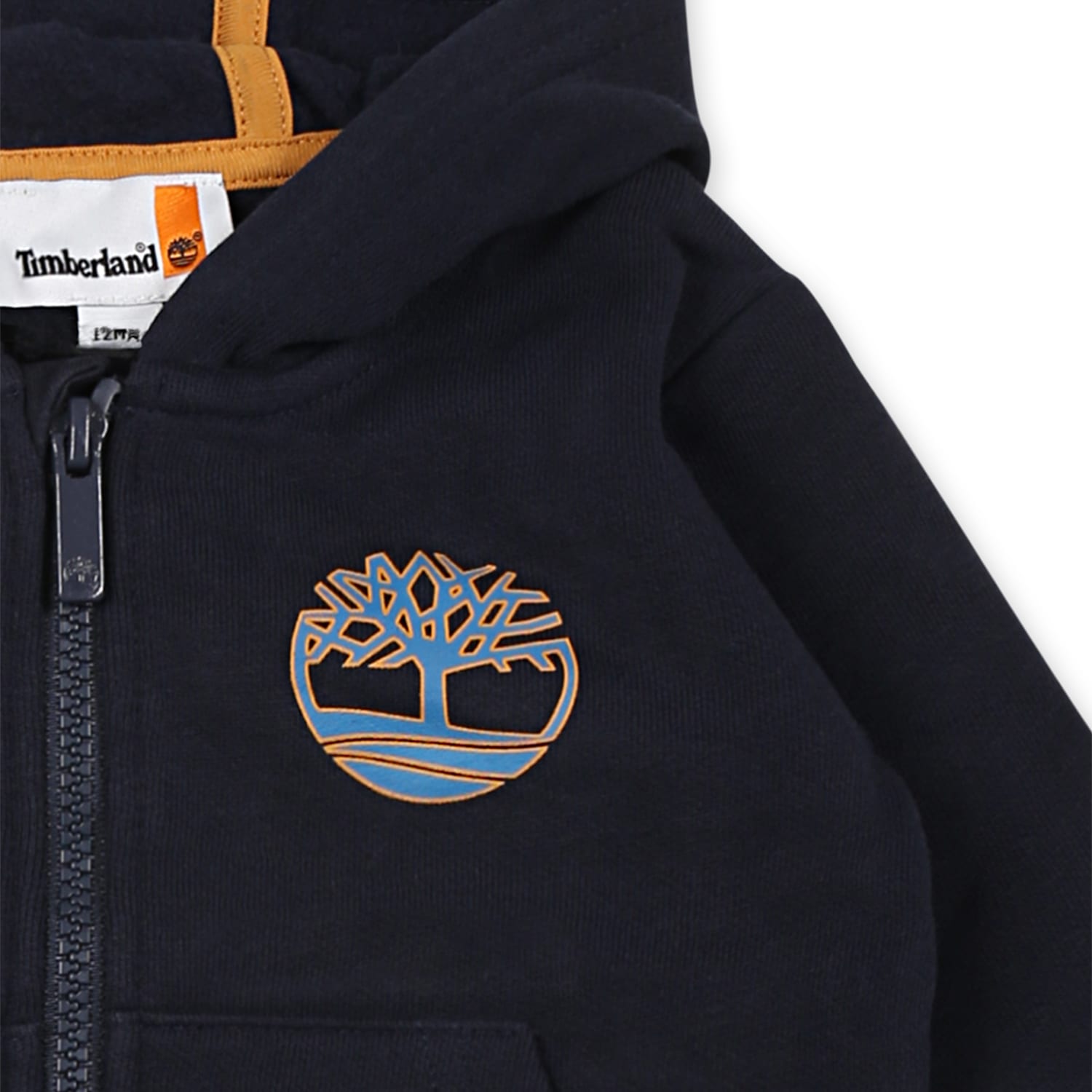 Timberland Blue Sweatshirt For Baby Boy With Tree Print In Blue